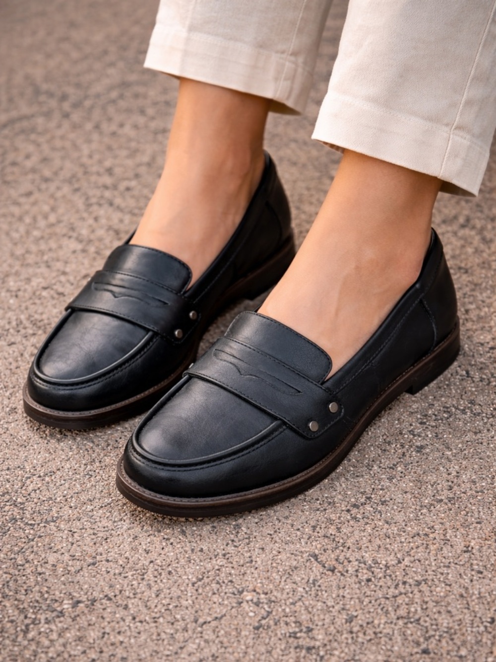 Dr Scholl’s Hello Loafer Black Studded Penny Slip On Comfort 10 - Picture 2 of 8